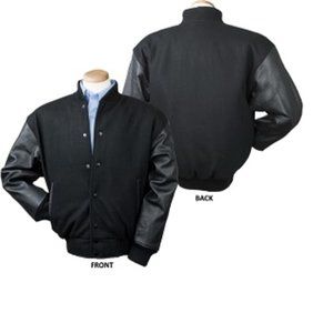 XL BIG WOOL JACKET  LEATHER SLEEVES Made i…